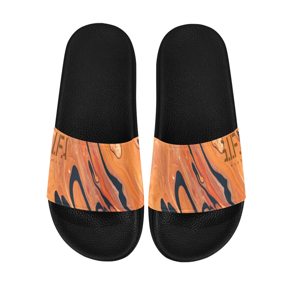 Brown Wave Slide Sandals