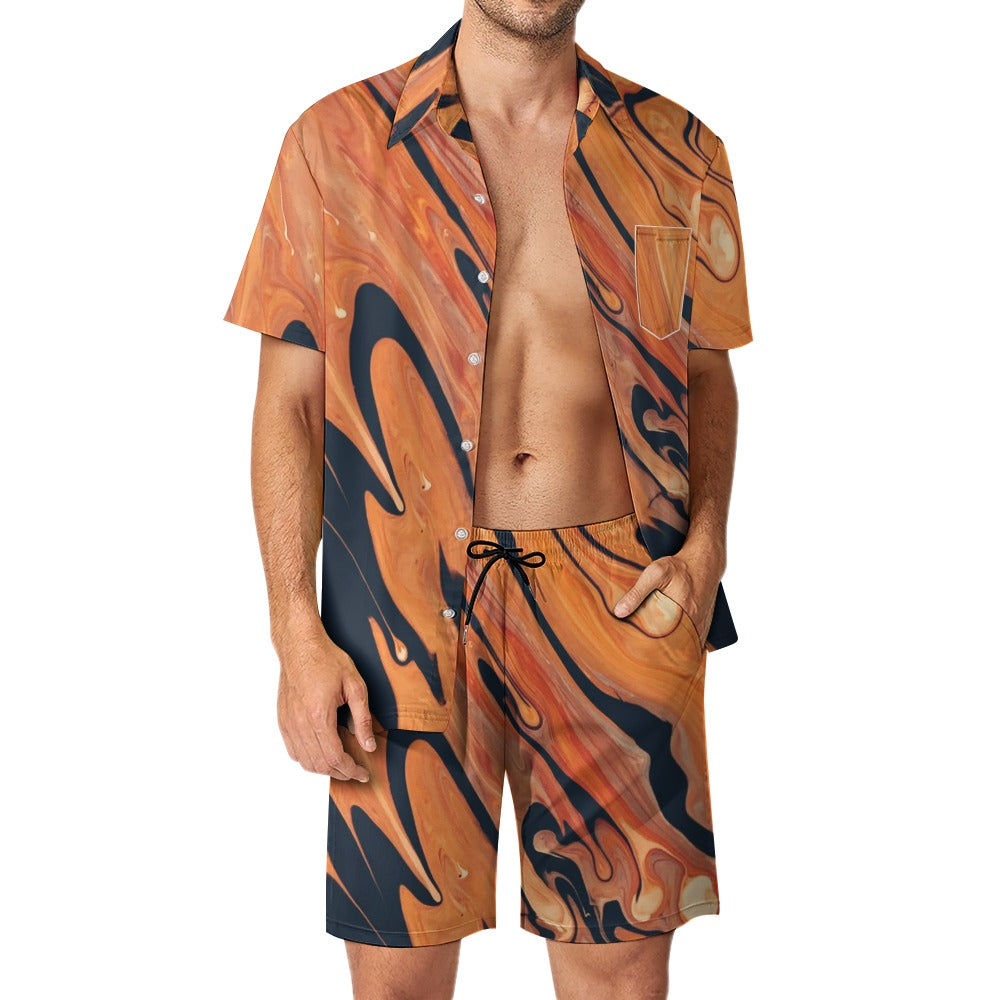 Brown Wave Beach Suit