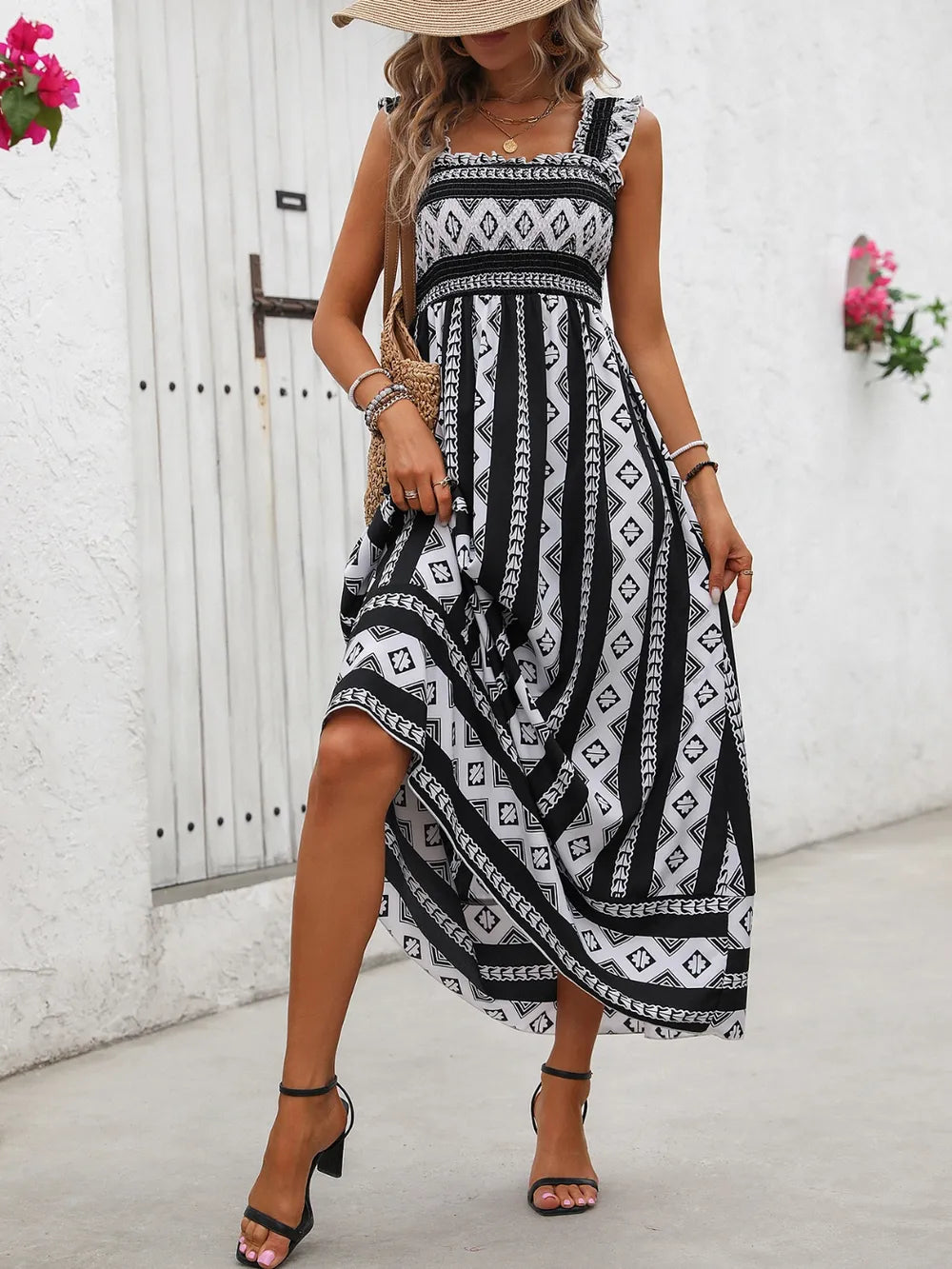 Elegant length dress with spring and summer temperament