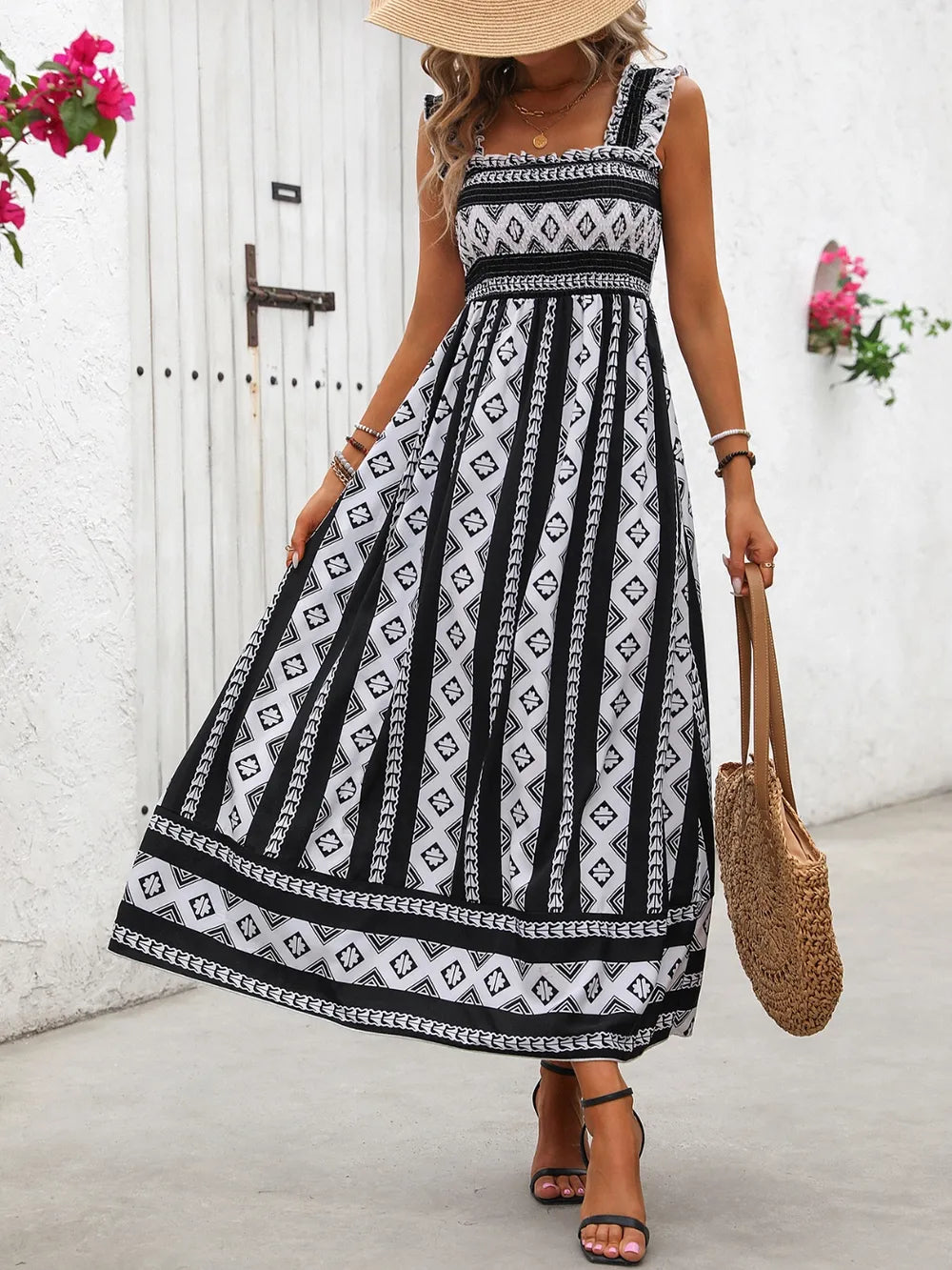 Elegant length dress with spring and summer temperament