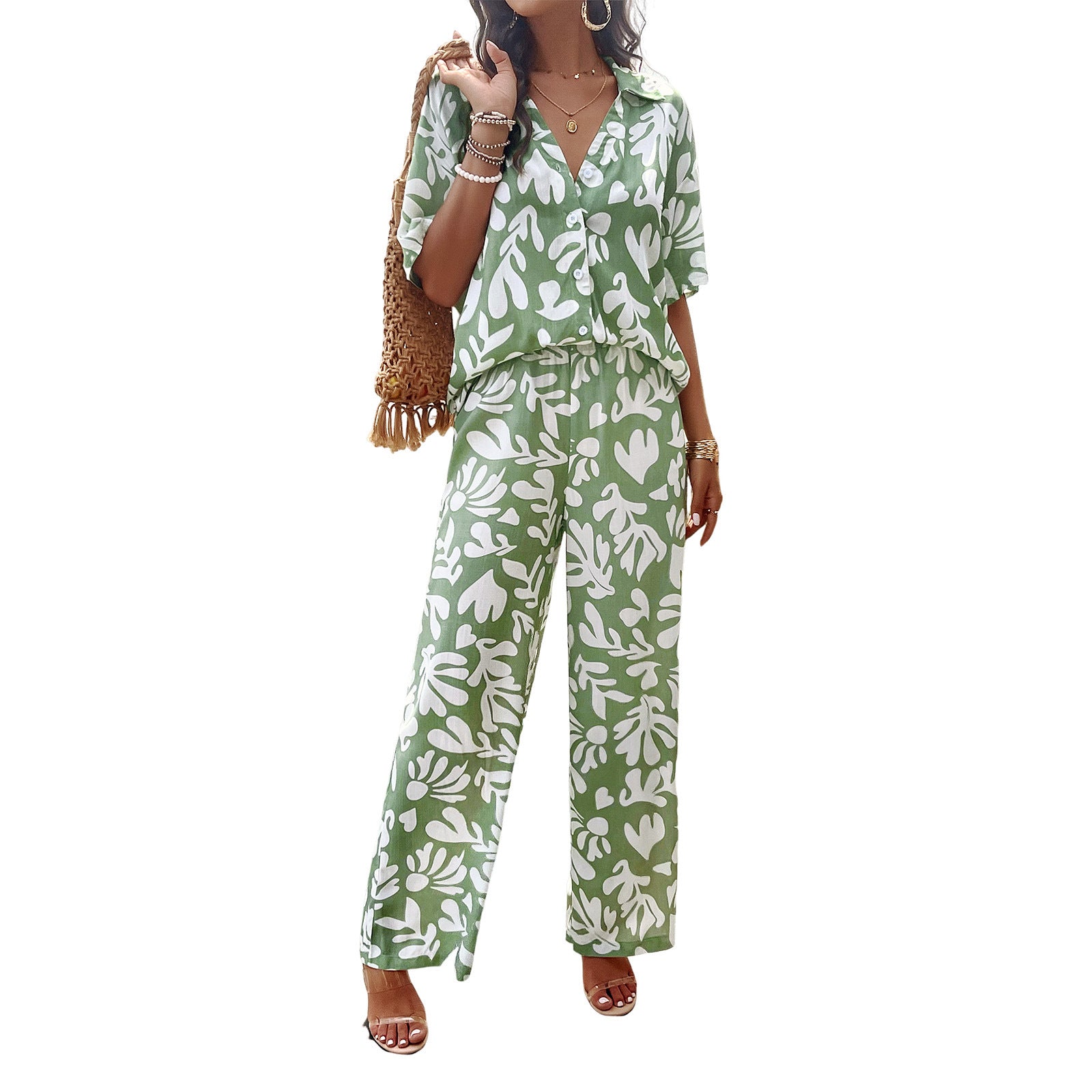 Printed short sleeved suit