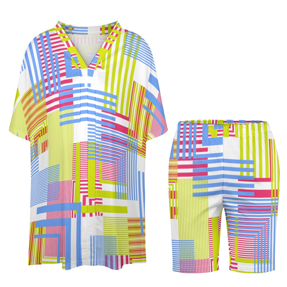Line by Line V-Neck Two Piece Set
