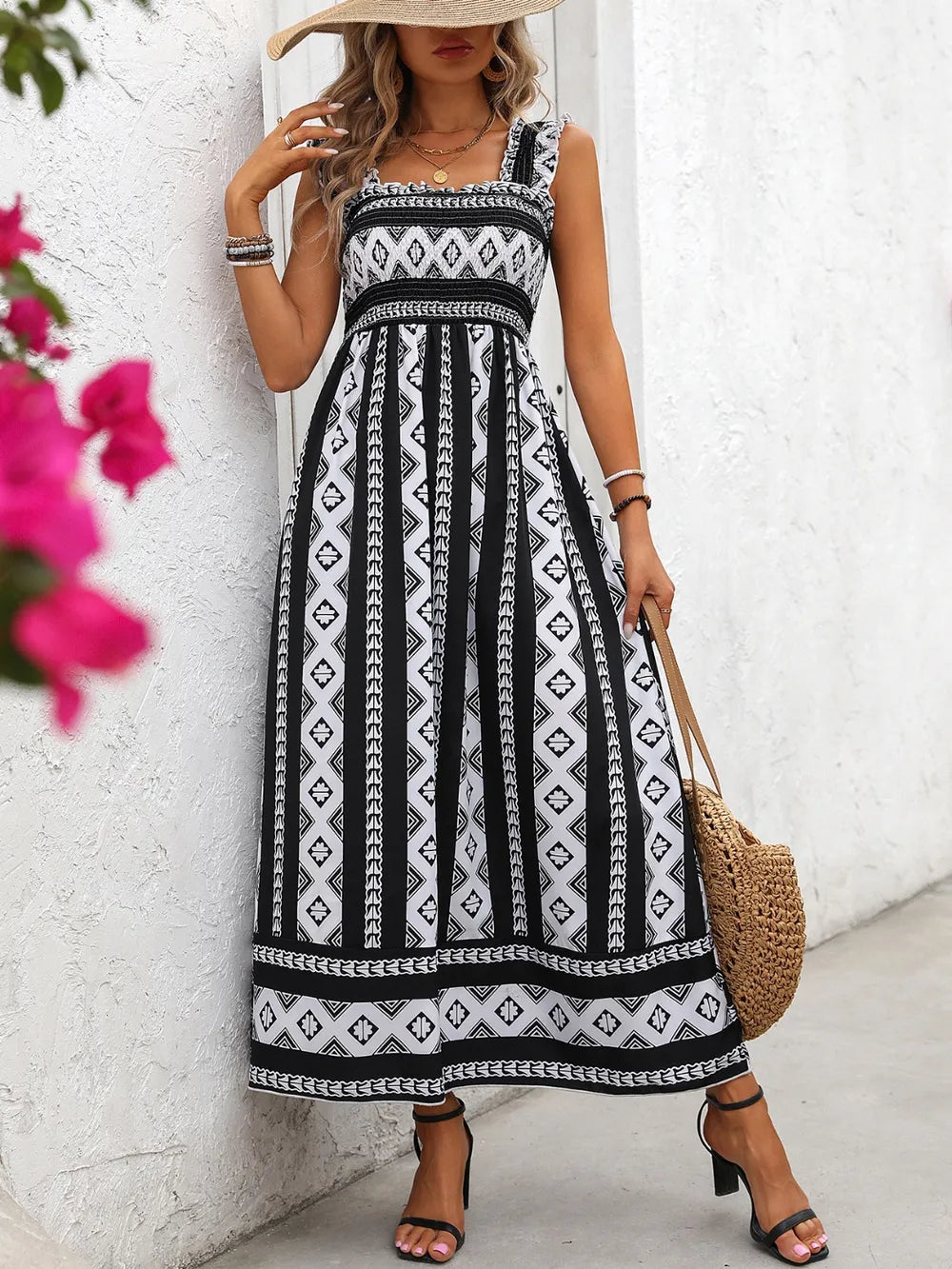 Elegant length dress with spring and summer temperament