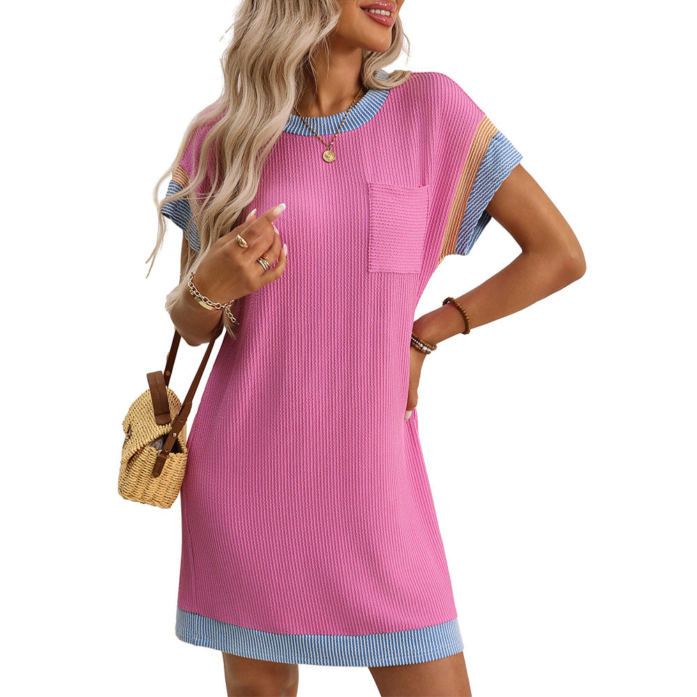 European and American casual short sleeved pocket dress