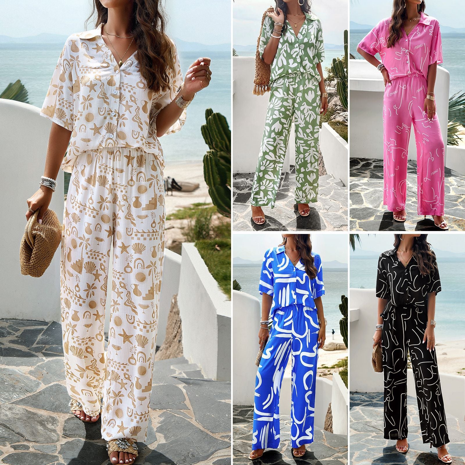 Printed short sleeved suit