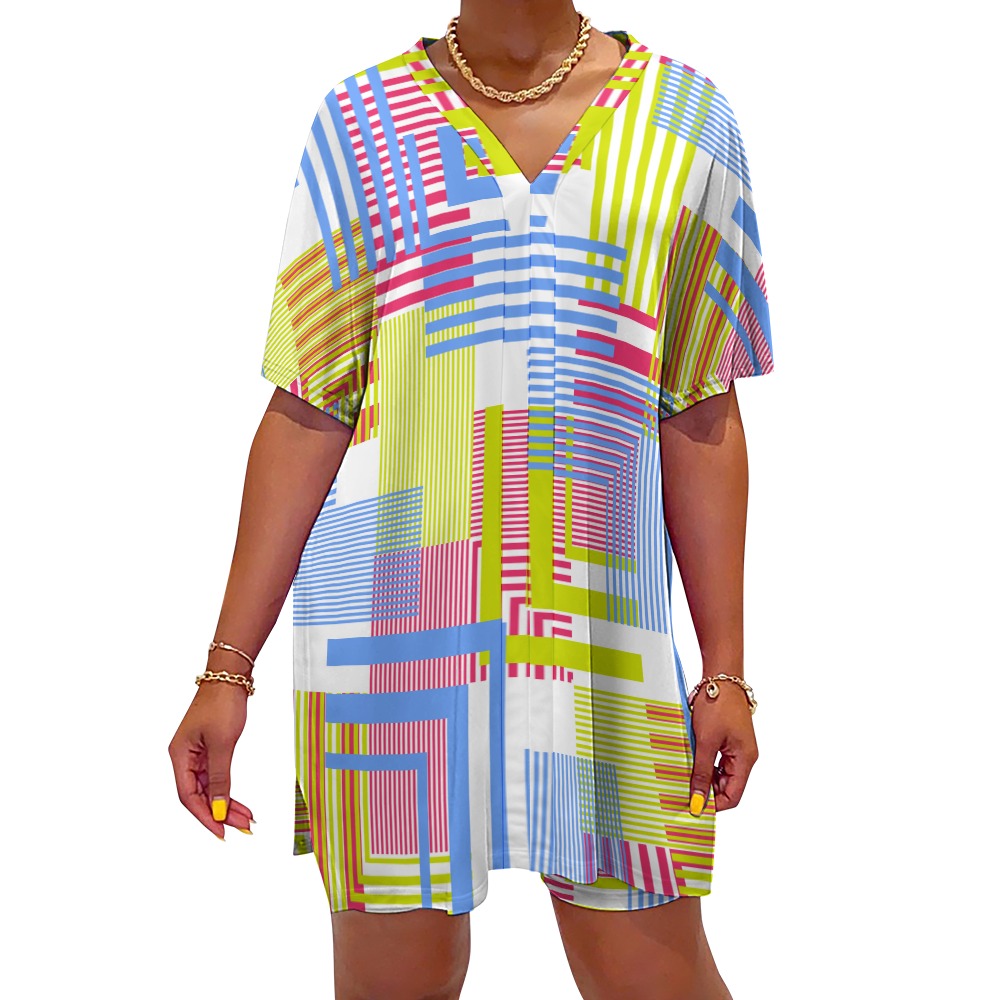 Line by Line V-Neck Two Piece Set